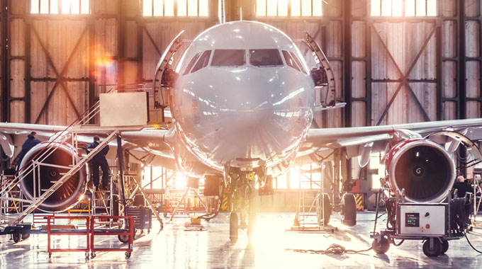 Airplane in hangar